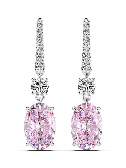 Pink [e0211] 925 Sterling Silver High Carbon Diamond Water Drop Dainty Drop Earring